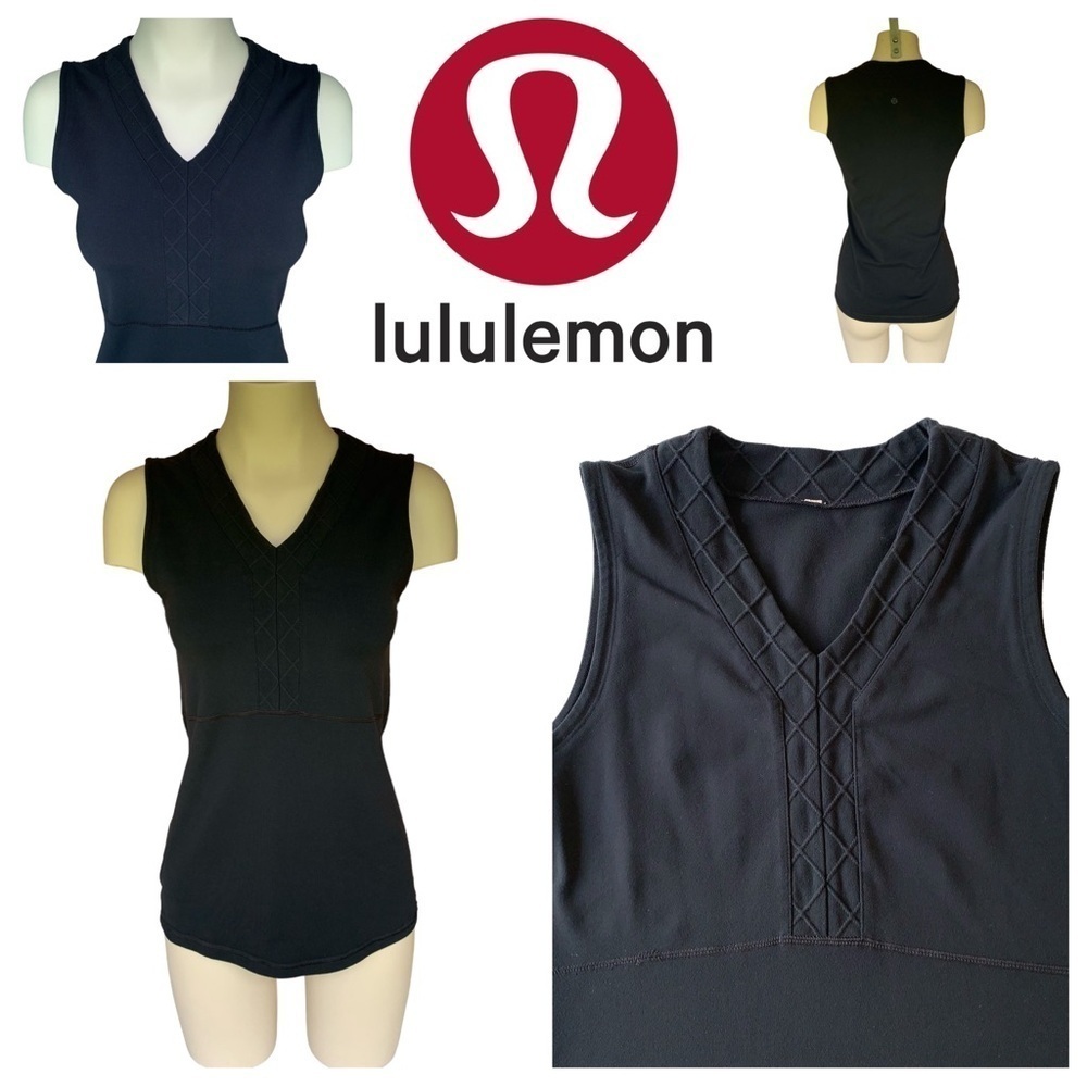 50% OFF MOVING SALW Old School Lululemon V Neck Tank Top Black Sleeveless Modest